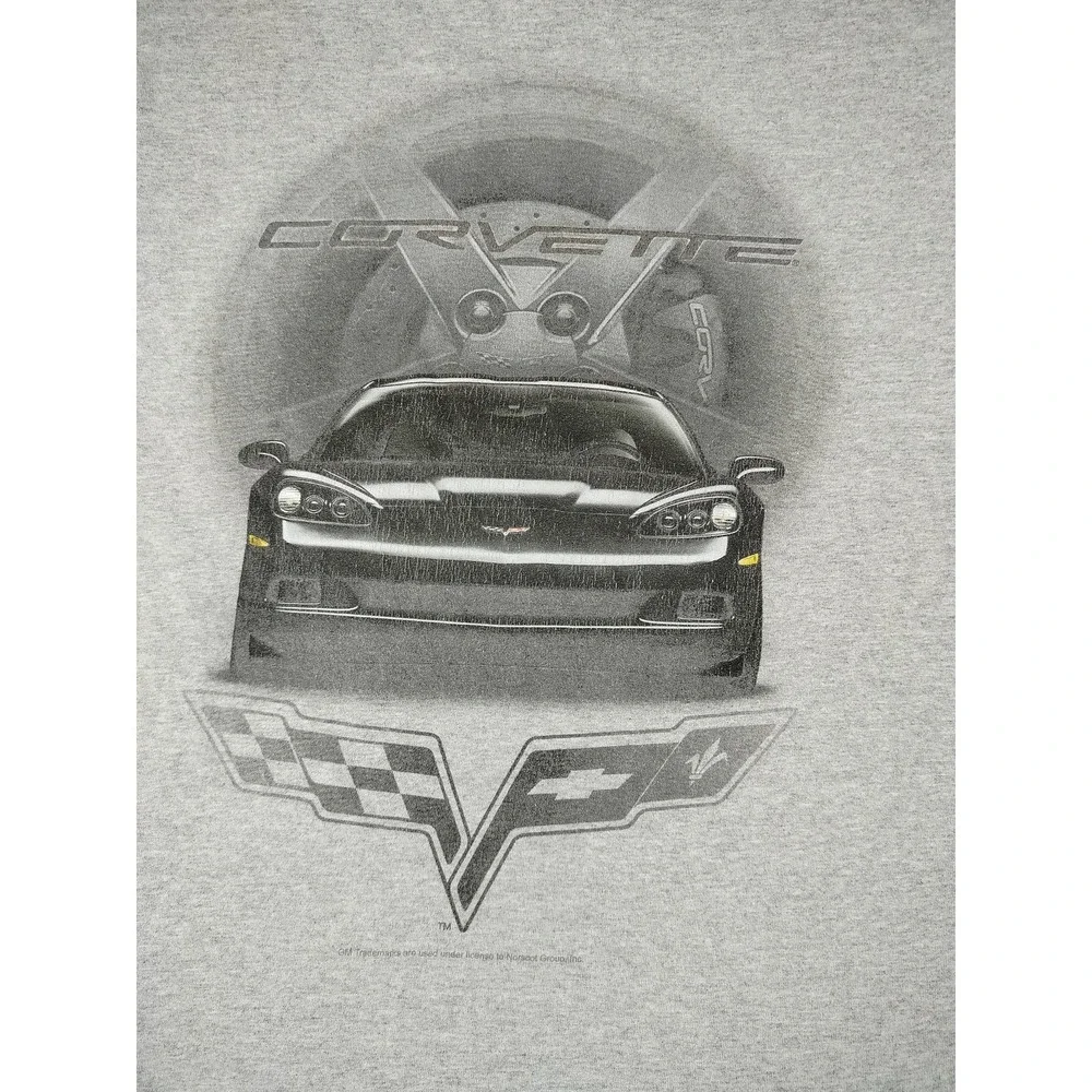 Gildan Corvette Shirt Mens Medium Gray Graphic Tee Chevy Sports Car Automotive